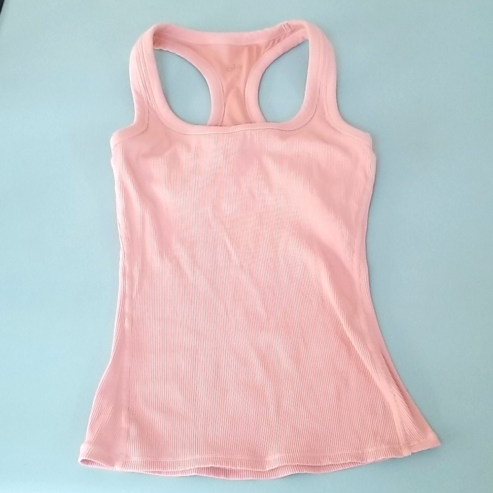 NWOT Alo Yoga Rib Support Tank Pale Pink XS